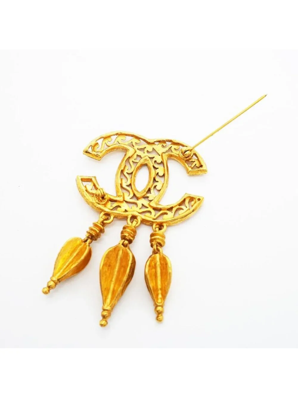 Chanel Brooch Vintage CC Logo Gold Plated